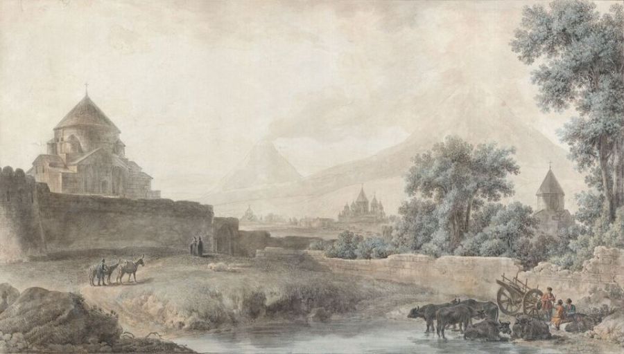 Михаил Иванов. «Вид трёх церквей на фоне горы Арарат в Армении», 1783